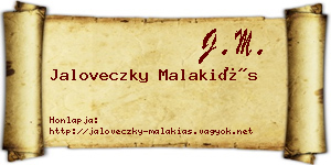 Jaloveczky Malakiás névjegykártya